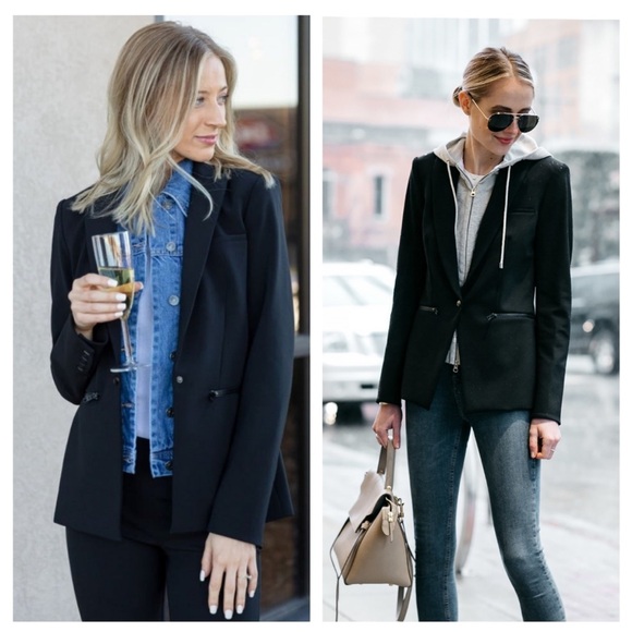 Veronica Beard Scuba Dickey Blazer Jacket Zipper Pockets Navy Blue size 0 - Picture 6 of 15